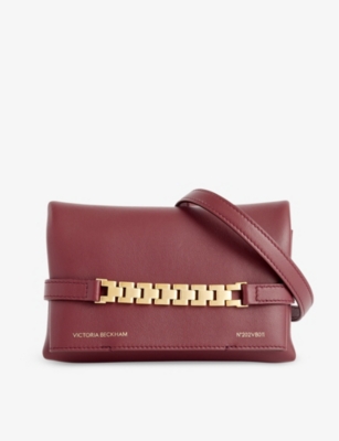 VICTORIA BECKHAM: Chain-embellished mini leather pouch