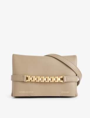 VICTORIA BECKHAM: Chain-embellished mini leather pouch
