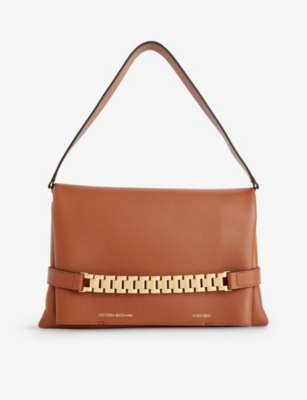 VICTORIA BECKHAM: Branded chain-embellished leather shoulder bag
