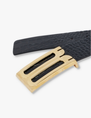 Victoria Beckham Womens Black Jumbo Frame Buckle-embellished Leather Belt In Black
