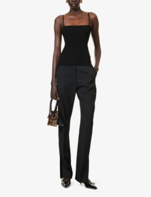 Shop Jacquemus Womens Black Le Haut Sierra Brand-plaque Stretch-woven-blend Top