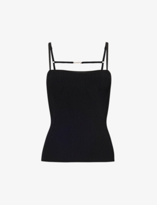 Shop Jacquemus Women's Black Le Haut Sierra Brand-plaque Stretch-woven-blend Top