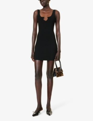Shop Jacquemus Women's Black La Mini Robe Sierra Brand-plaque Woven-blend Mini Dress