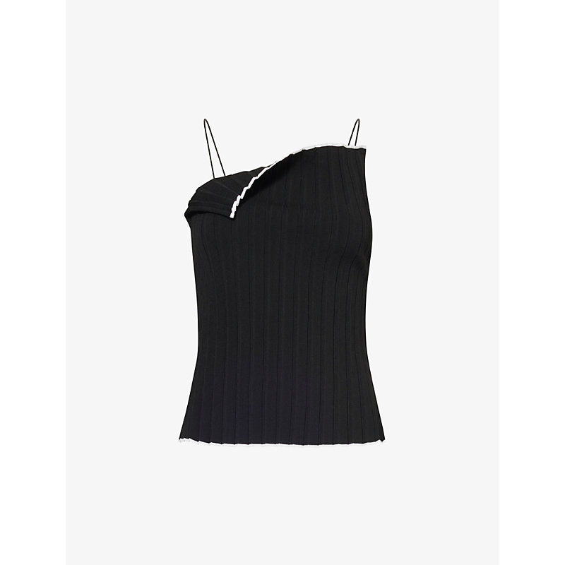 Shop Jacquemus Women's Black Le Haut Maille Plissé Stretch-woven Blend Top