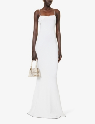 Shop Jacquemus Women's White La Robe Aro Slim-fit Woven-blend Maxi Dress