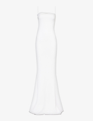 Shop Jacquemus Women's White La Robe Aro Slim-fit Woven-blend Maxi Dress