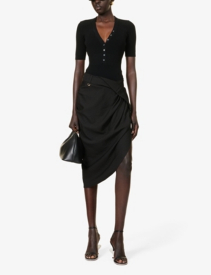 Shop Jacquemus Womens Black Saudade Asymmetric Woven Mini Skirt
