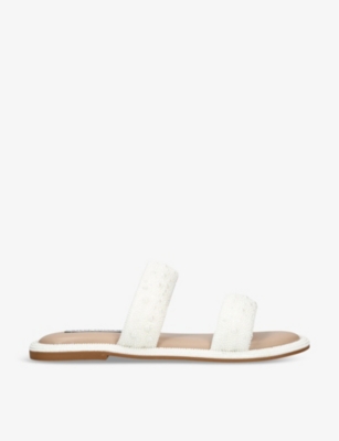 STEVE MADDEN: Celina pearl-embellished flat woven sandals