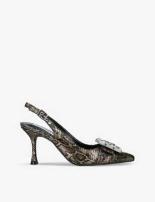 STEVE MADDEN: Closeup jewel-embellished heeled woven pumps