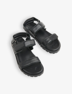 Shop Whistles Women's Black Ria Double-strap Leather Sandals