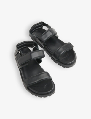 Whistles Womens Black Ria Double-strap Leather Sandals In Black