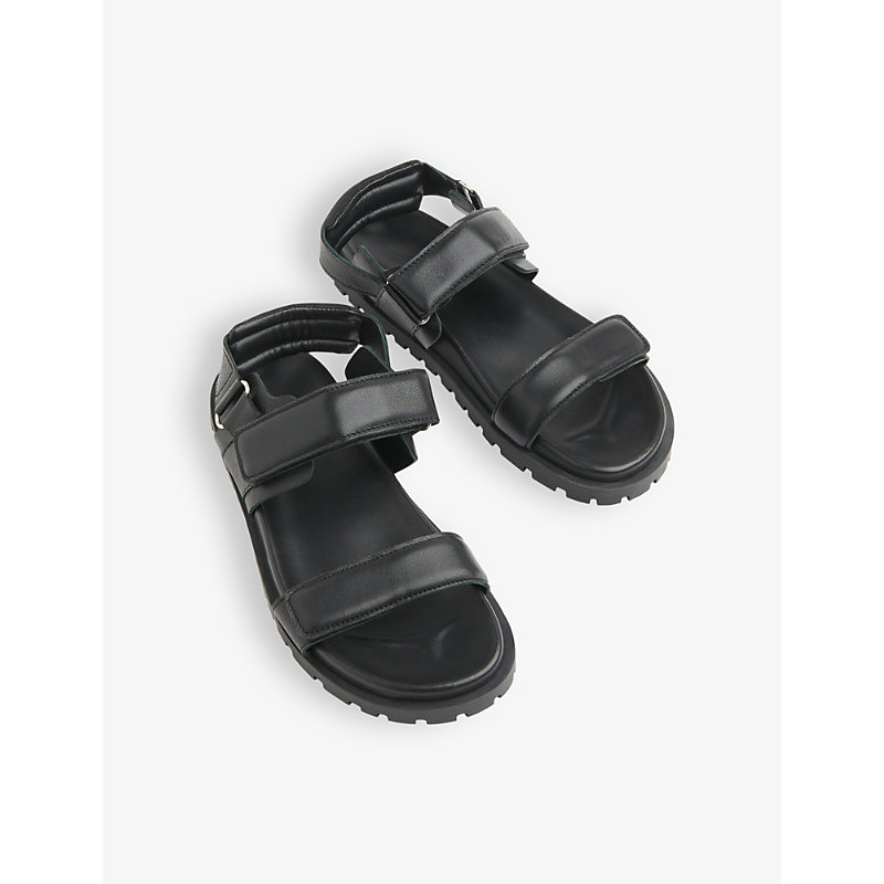 Shop Whistles Womens Black Ria Double-strap Leather Sandals