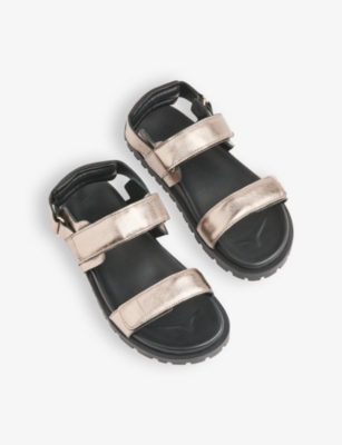 Whistles Womens Barely Black Ria Double-strap Leather Sandals In Barely Black