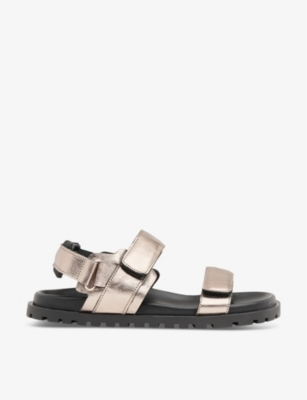 Whistles Womens Barely Black Ria Double-strap Leather Sandals In Barely Black
