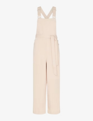 Shop Whistles Womens Blake Sleeveless Cotton Dungarees Cream