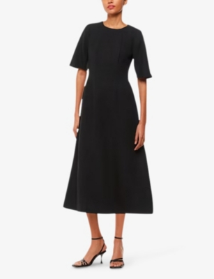 WHISTLES: Veda shirred linen-blend midi dress