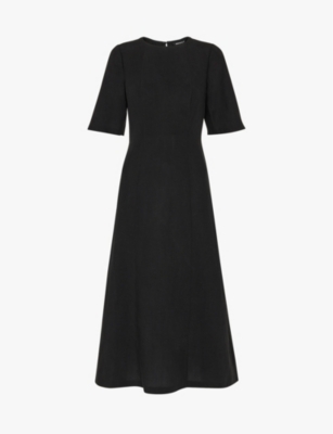 WHISTLES: Veda shirred linen-blend midi dress