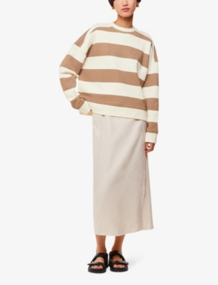 Shop Whistles Women's Cream Stripe-pattern Relaxed-fit Cotton Sweatshirt