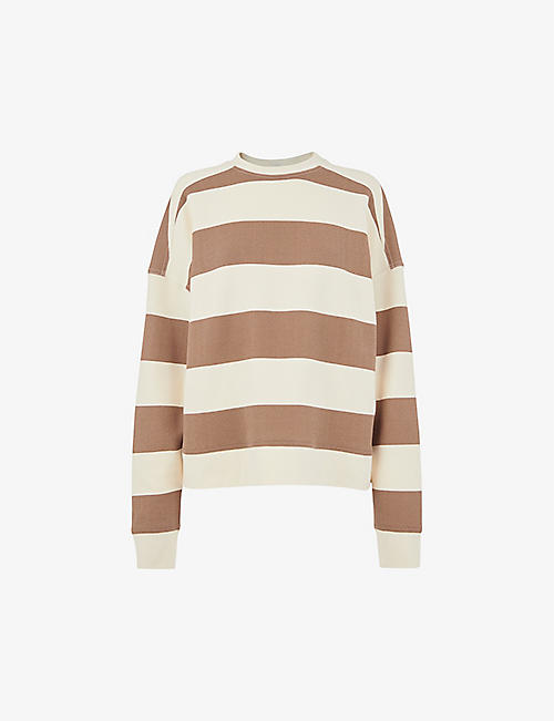 WHISTLES: Stripe-pattern relaxed-fit cotton sweatshirt