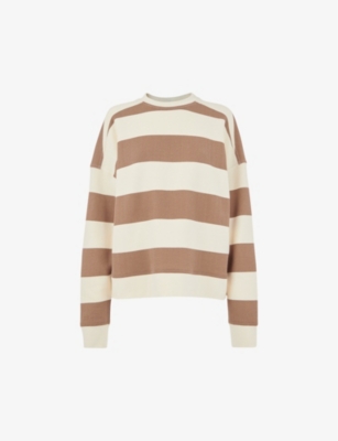 Shop Whistles Women's Cream Stripe-pattern Relaxed-fit Cotton Sweatshirt