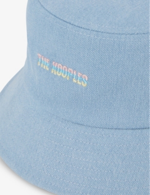 Shop The Kooples Logo-embroidered Denim Bucket Hat In Denim Indigo