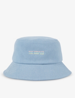 Shop The Kooples Logo-embroidered Denim Bucket Hat In Denim Indigo
