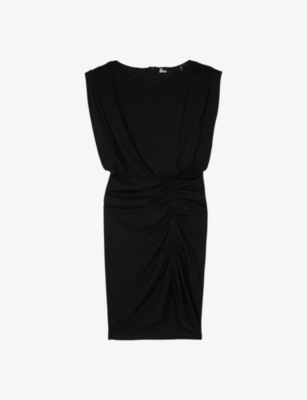 THE KOOPLES: Ruched padded-shoulder woven mini dress
