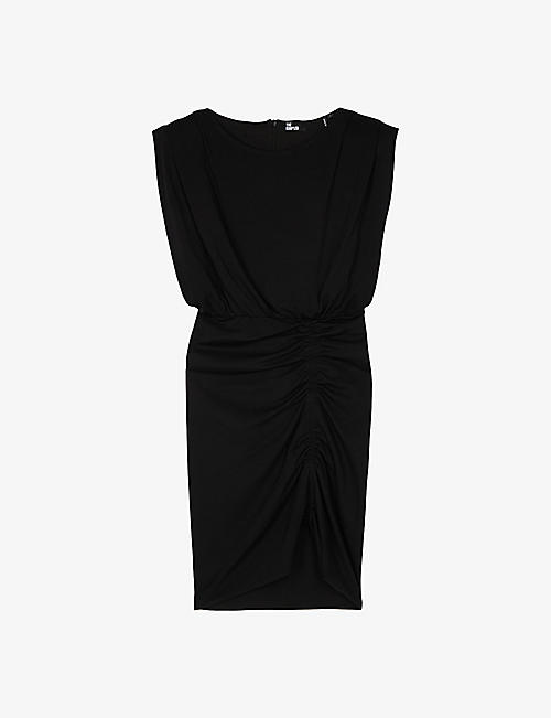 THE KOOPLES: Ruched padded-shoulder woven mini dress