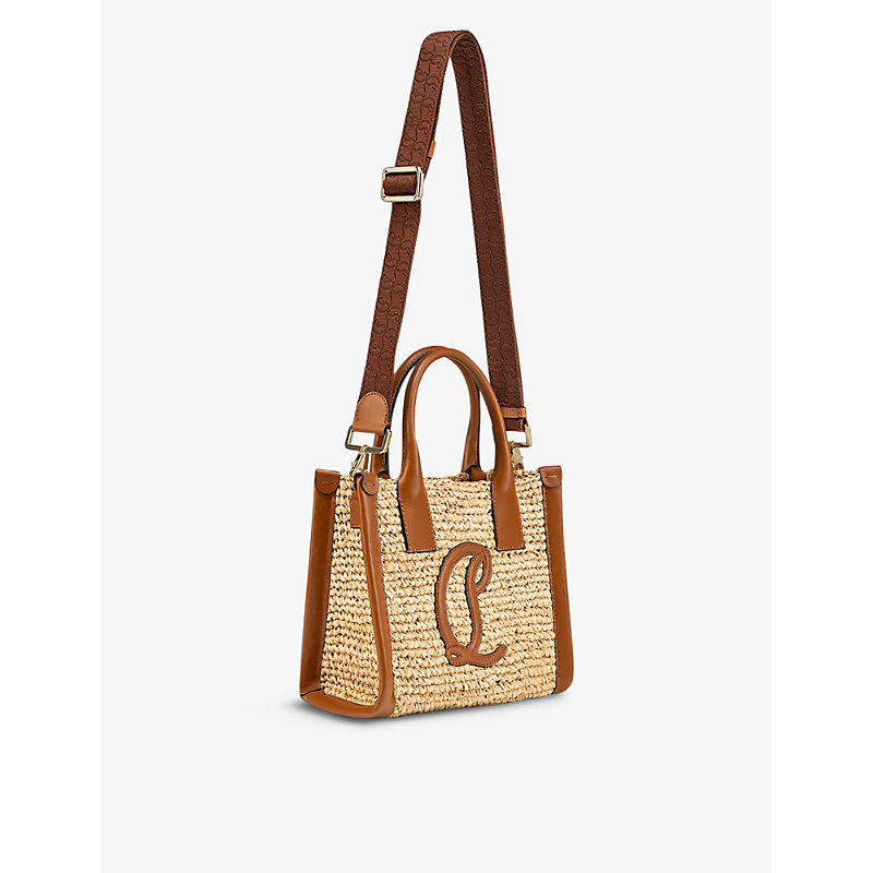 Shop Christian Louboutin Women's Natural By My Side Mini Raffia And Leather Tote Bag