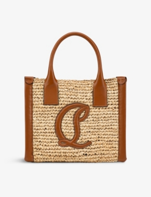 CHRISTIAN LOUBOUTIN: By My Side mini raffia and leather tote bag