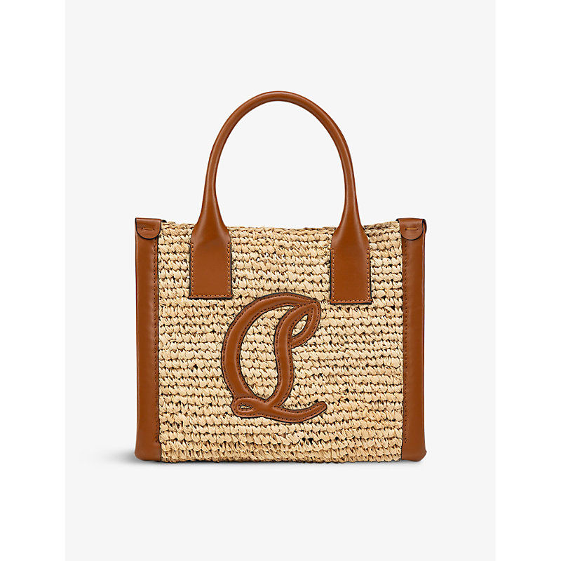 Shop Christian Louboutin Women's Natural By My Side Mini Raffia And Leather Tote Bag