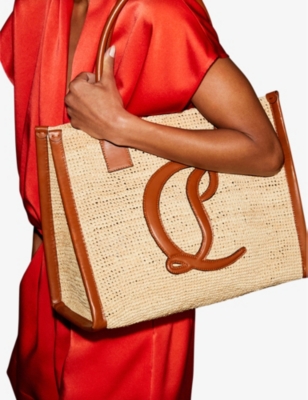 Shop Christian Louboutin Women's Natural By My Side Mini Raffia And Leather Large Tote Bag