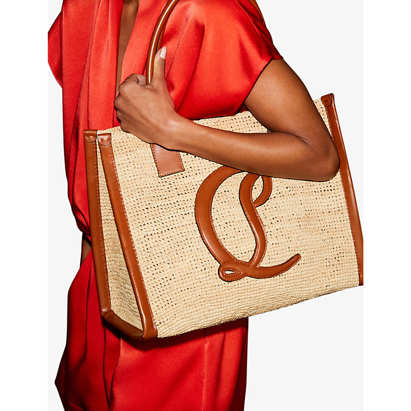 Shop Christian Louboutin Women's Natural By My Side Mini Raffia And Leather Large Tote Bag