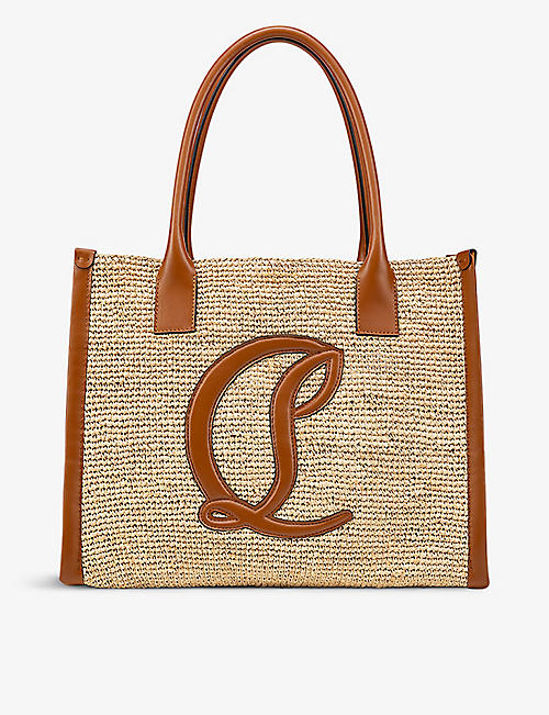 CHRISTIAN LOUBOUTIN: By My Side mini raffia and leather large tote bag