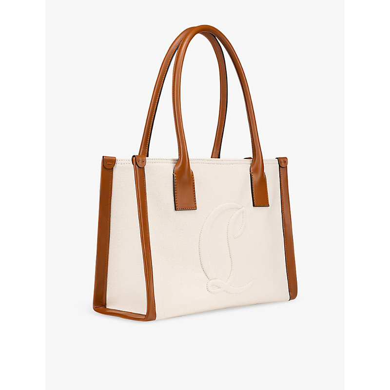 Shop Christian Louboutin Women's Natural By My Side Small Cotton-canvas And Leather Tote Bag