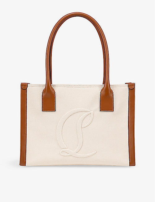 CHRISTIAN LOUBOUTIN: By My Side small cotton-canvas and leather tote bag