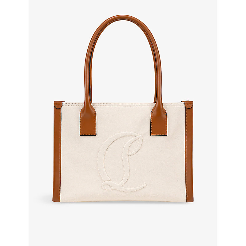 Shop Christian Louboutin Women's Natural By My Side Small Cotton-canvas And Leather Tote Bag