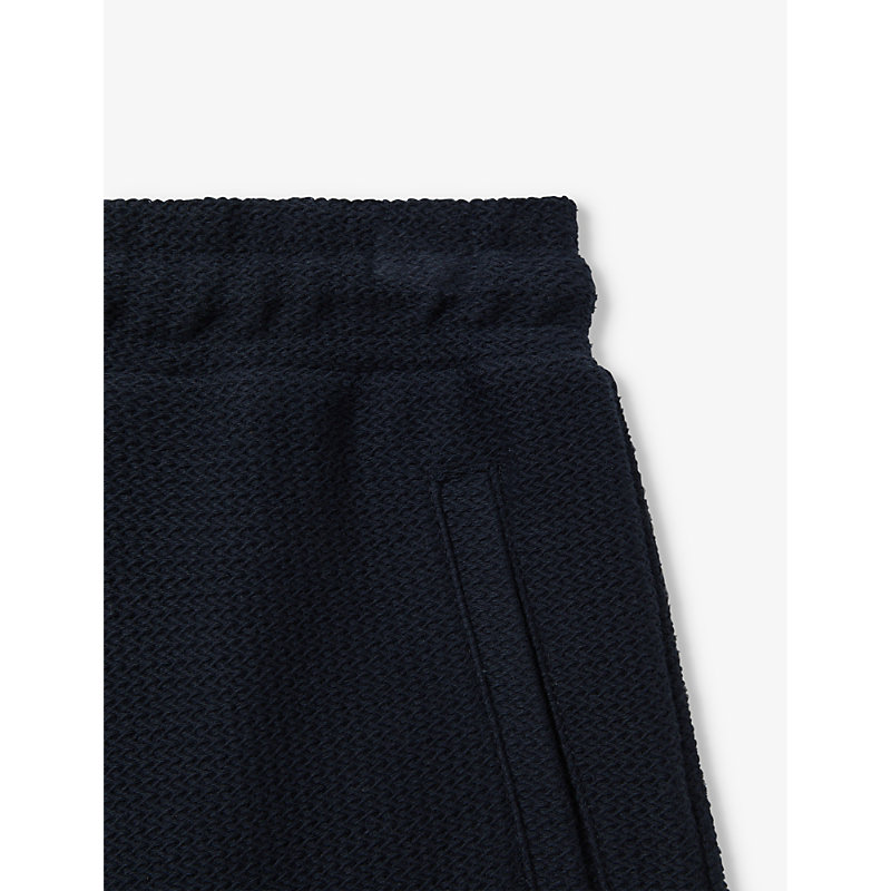 Shop Reiss Boys Navy Kids Hester Textured-weave Cotton Shorts 3-14 Years