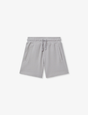 Shop Reiss Boys Silver Kids Hester Textured-weave Cotton Shorts 3-14 Years