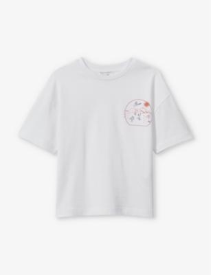 Shop Reiss Boys Optic White/ora Kids Monte Graphic-print Cotton-jersey T-shirt 3-13 Years
