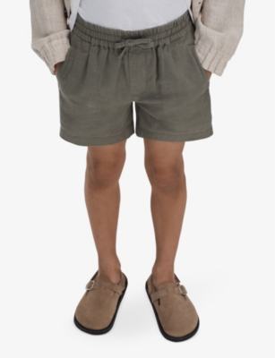 Shop Reiss Acen Drawstring-waist Linen Shorts 3-14 Years In Khaki