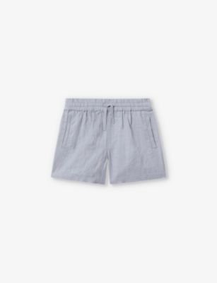 Shop Reiss Boys Soft Blue Kids Acen Drawstring-waist Linen Shorts 3-14 Years