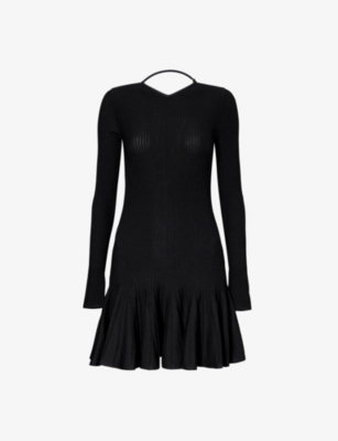 Shop Khaite Womens Black Mamie Round-neck Woven-blend Mini Dress