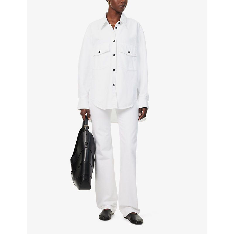 Shop Khaite Womens White Mahmet Relaxed-fit Denim Shirt