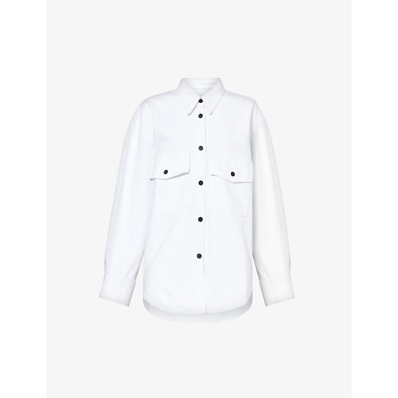 Shop Khaite Women's White Mahmet Relaxed-fit Denim Shirt
