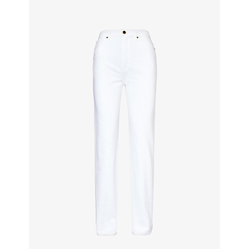 Shop Khaite Danielle Straight-leg High-rise Jeans In White