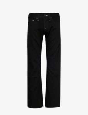 True Religion Ricky Paint-splatter Straight-leg Denim-blend Jeans In Black