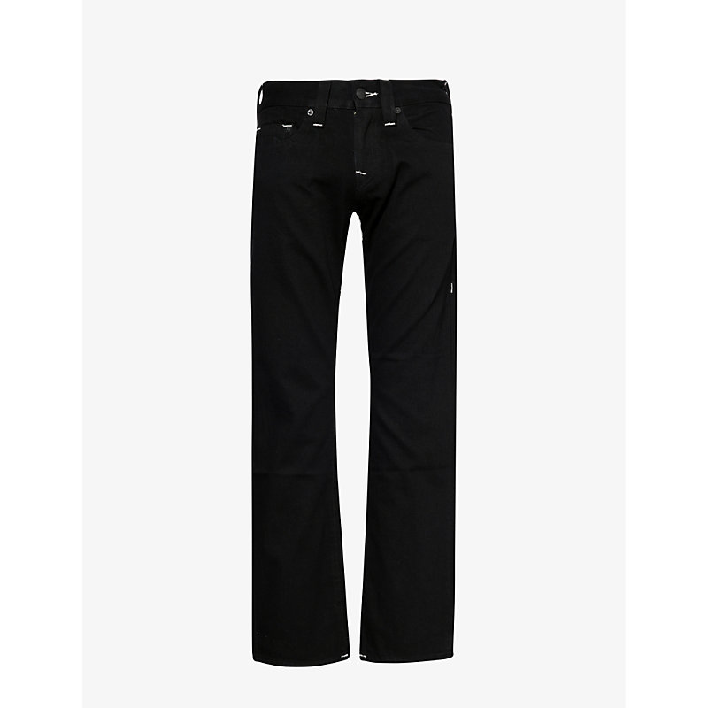 True Religion Ricky Paint-splatter Straight-leg Denim-blend Jeans In Black