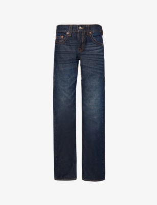 TRUE RELIGION: Faded-wash straight-leg low-rise jeans
