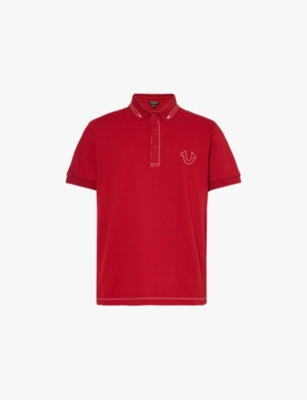TRUE RELIGION: Brand-embroidered relaxed-fit cotton-piqué polo shirt